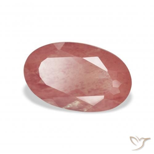 Labradorita Andesina Rosado frambuesa natural de 2.65 ct, Ovalada, Transparente