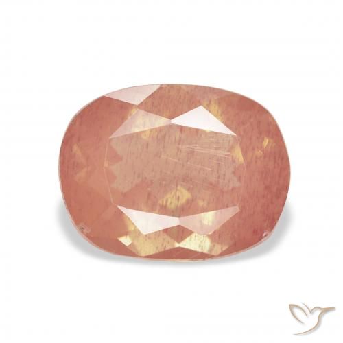 3.14ct Natural Rosado medio Labradorita Andesina, Forma Cojín, Transparente