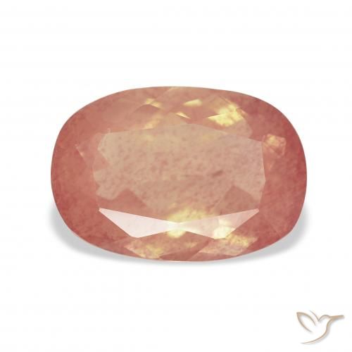 Labradorita Andesina Rosado naranja natural de 3.91 ct, Forma Cojín, Transparente