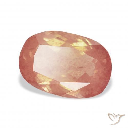 Labradorita Andesina Rosado naranja natural de 3.91 ct, Forma Cojín, Transparente