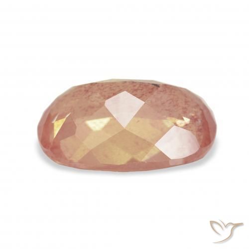 Labradorita Andesina Rosado naranja natural de 3.91 ct, Forma Cojín, Transparente