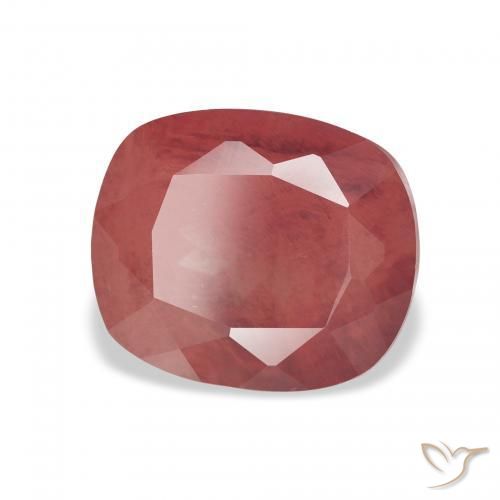 Labradorita Andesina Rojo medio natural de 3.40 ct, Forma Cojín, Translúcido