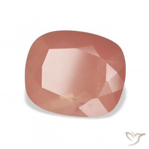 Labradorita Andesina Rosado naranja natural de 6.63 ct, Forma Cojín, Translúcido