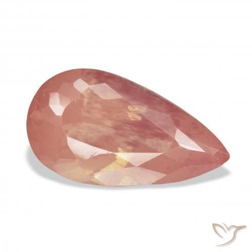 Labradorita Andesina Rosado medio natural de 5.89 ct, En forma de pera, Transparente