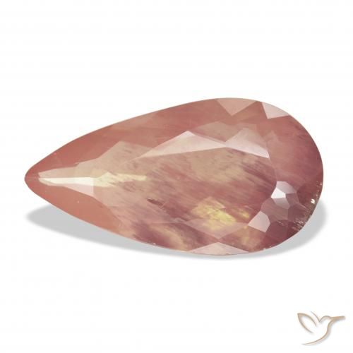 Labradorita Andesina Roja Anaranjada natural de 7.87 ct, En forma de pera, Transparente