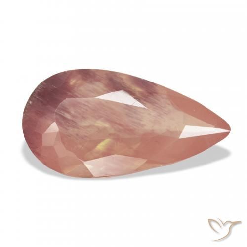 Labradorita Andesina Roja Anaranjada natural de 7.87 ct, En forma de pera, Transparente