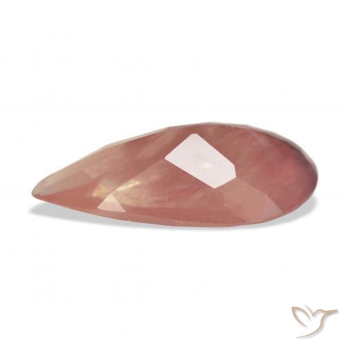 Labradorita Andesina Roja Anaranjada natural de 7.87 ct, En forma de pera, Transparente