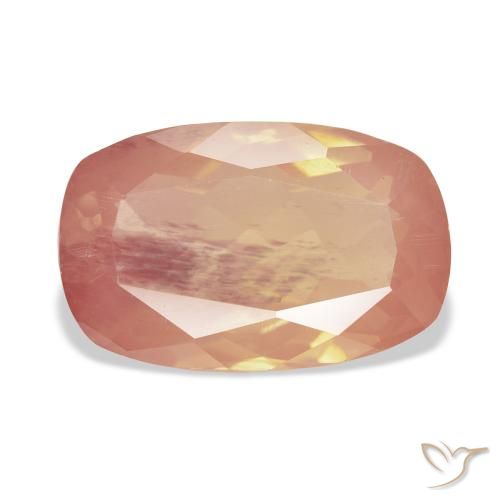 9.10ct Natural Naranja rojizo Labradorita Andesina, Forma Cojín, Transparente