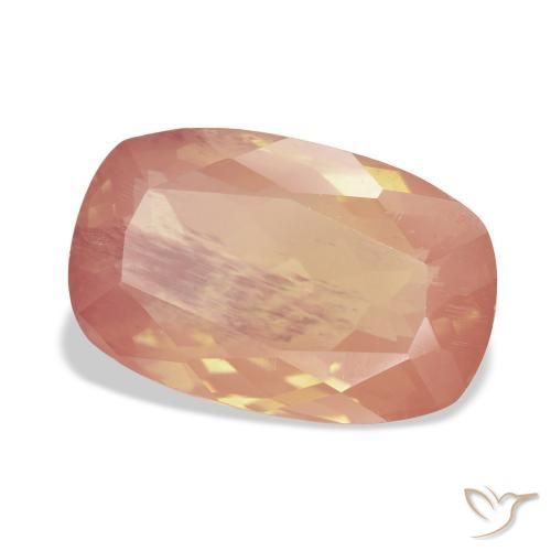 Labradorita Andesina Naranja rojizo natural de 9.10 ct, Forma Cojín, Transparente