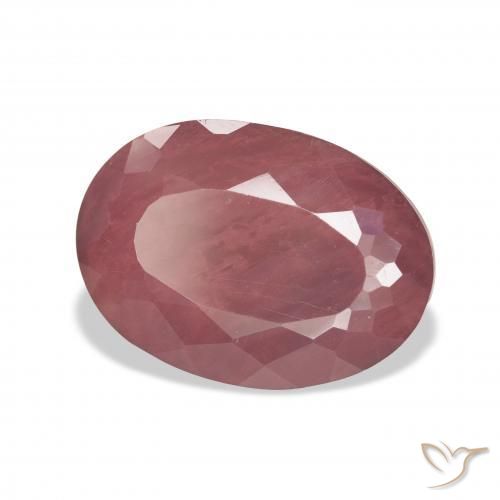 Labradorita Andesina Rosado rosa intenso natural de 8.23 ct, Ovalada, Translúcido
