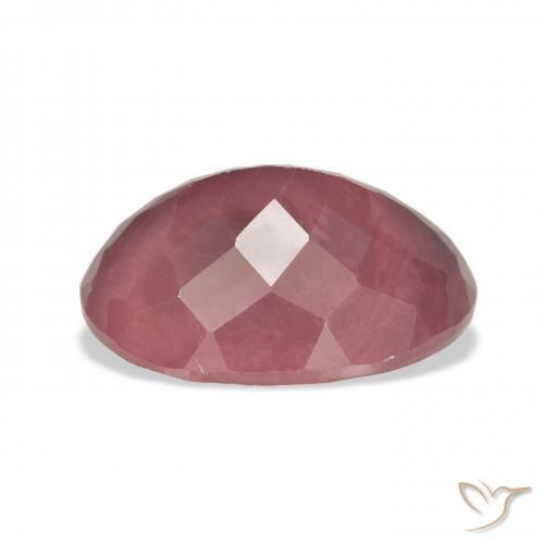 Labradorita Andesina Rosado rosa intenso natural de 8.23 ct, Ovalada, Translúcido
