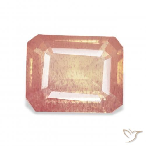Labradorita Andesina Naranja rojizo claro natural de 4.58 ct, Corte Octágono / Esmeralda, Transparente