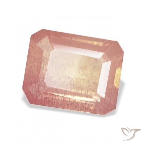 Labradorita Andesina Naranja rojizo claro natural de 4.58 ct, Corte Octágono / Esmeralda, Transparente