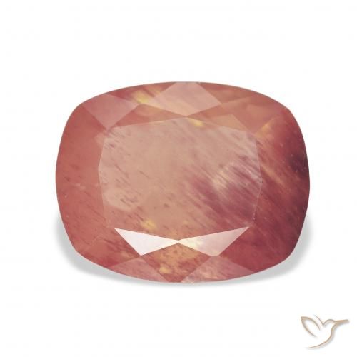 5.94ct Natural Rosado naranja Labradorita Andesina, Forma Cojín, Transparente