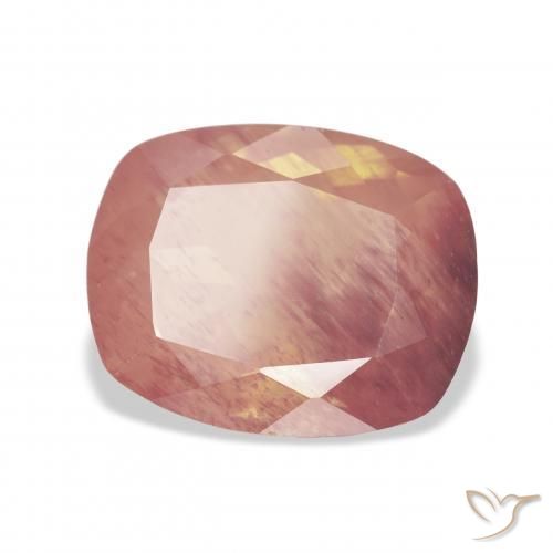 Labradorita Andesina Rosado naranja natural de 5.94 ct, Forma Cojín, Transparente