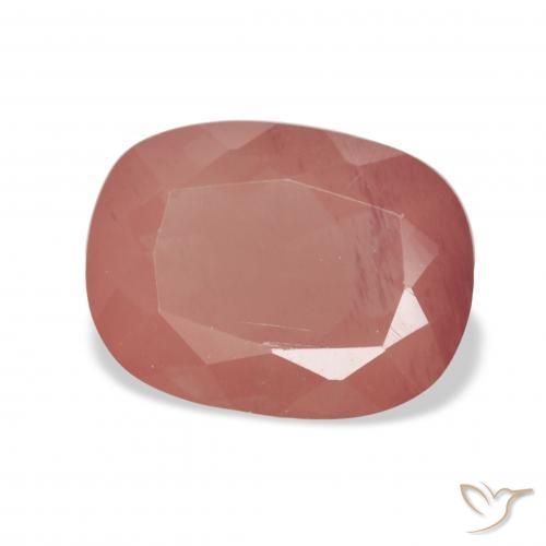 Labradorita Andesina Naranja rojizo pálido natural de 4.22 ct, Forma Cojín, Transparente