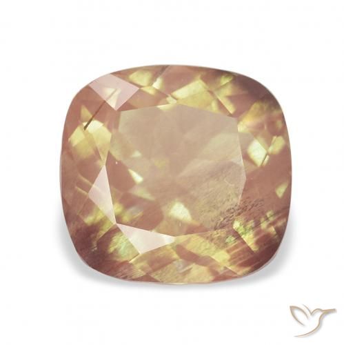 2.15ct Natural Dorado naranja Labradorita Andesina, Forma Cojín, Transparente