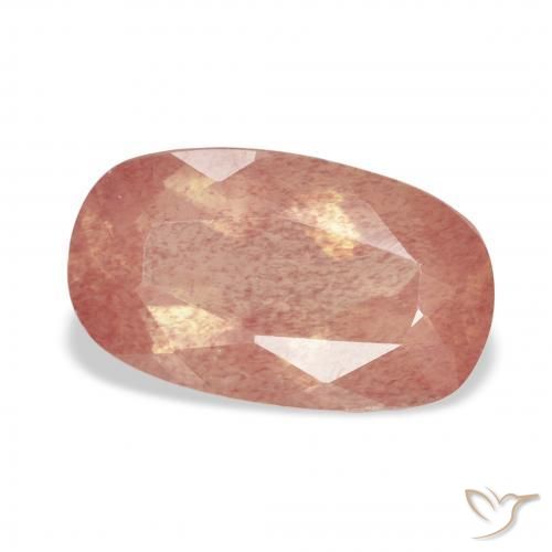 Labradorita Andesina Naranja rojizo natural de 3.02 ct, Forma Cojín, Transparente