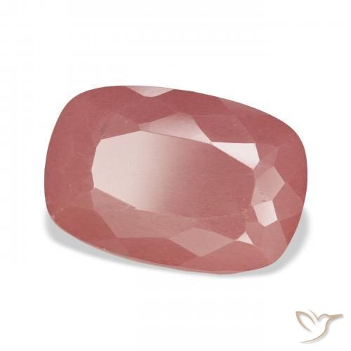 Labradorita Andesina Naranja rojizo pálido natural de 6.11 ct, Forma Cojín, Translúcido