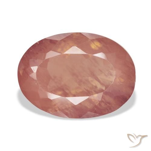9.50ct Natural Naranja rojizo pálido Labradorita Andesina, Ovalada, Transparente