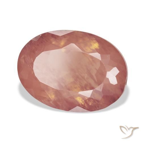 Labradorita Andesina Naranja rojizo pálido natural de 9.50 ct, Ovalada, Transparente