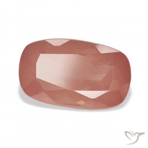 Labradorita Andesina Naranja rojizo pálido natural de 6.01 ct, Forma Cojín, Transparente