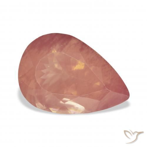 Labradorita Andesina Naranja rojizo pálido natural de 5.35 ct, En forma de pera, Transparente