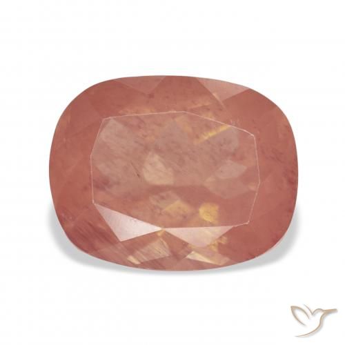 6.47ct Natural Naranja rojizo pálido Labradorita Andesina, Forma Cojín, Transparente