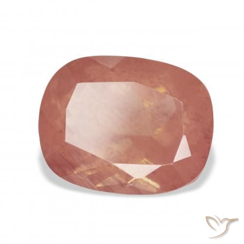 Labradorita Andesina Naranja rojizo pálido natural de 6.47 ct, Forma Cojín, Transparente