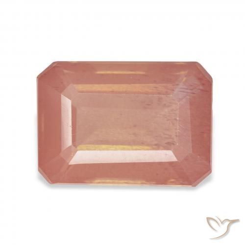 7.64ct Natural Naranja rojizo pálido Labradorita Andesina, corte esmeralda, Transparente