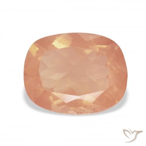 4.00ct Natural Naranja rojizo claro Labradorita Andesina, Forma Cojín, Transparente