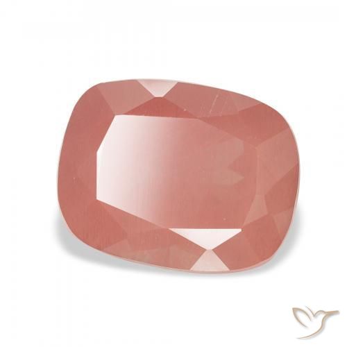 Labradorita Andesina Naranja rojizo pálido natural de 3.47 ct, Forma Cojín, Translúcido