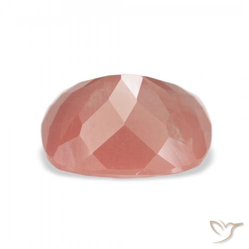 Labradorita Andesina Naranja rojizo pálido natural de 3.47 ct, Forma Cojín, Translúcido