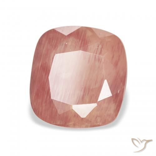 Labradorita Andesina Rojo medio natural de 3.21 ct, Forma Cojín, Transparente