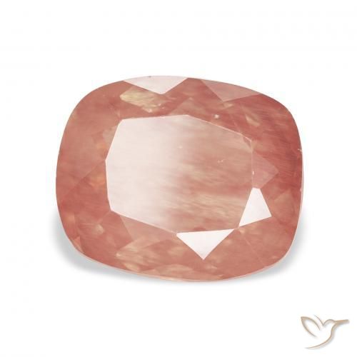 Labradorita Andesina Rojo medio natural de 2.68 ct, Forma Cojín, Transparente