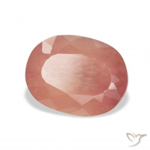 Labradorita Andesina Rosado medio natural de 3.47 ct, Ovalada, Transparente