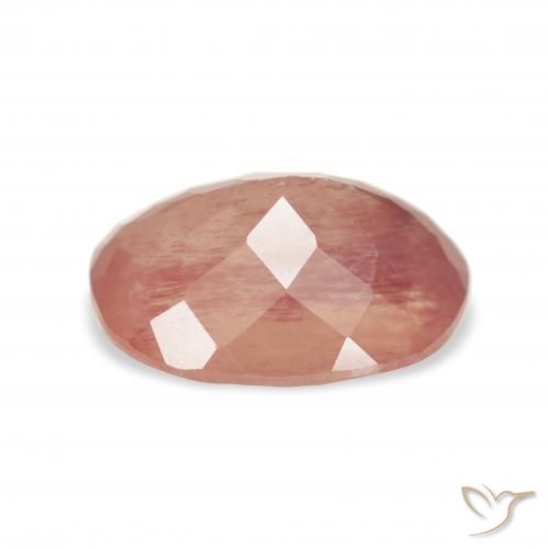Labradorita Andesina Rosado medio natural de 3.47 ct, Ovalada, Transparente
