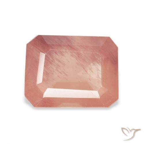 3.27ct Natural Rosado pomelo Labradorita Andesina, corte esmeralda, Transparente