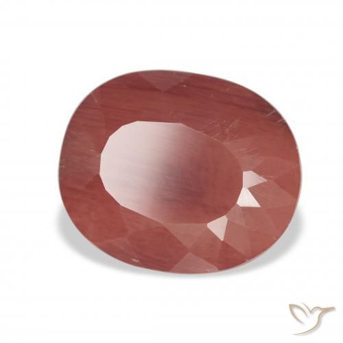 Labradorita Andesina Rojo medio natural de 4.30 ct, Ovalada, Translúcido