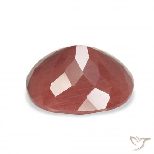 Labradorita Andesina Rojo medio natural de 4.30 ct, Ovalada, Translúcido