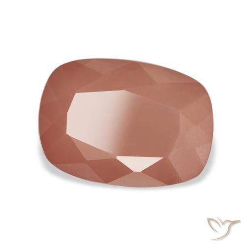 Labradorita Andesina Rosado naranja natural de 4.59 ct, Forma Cojín, Translúcido