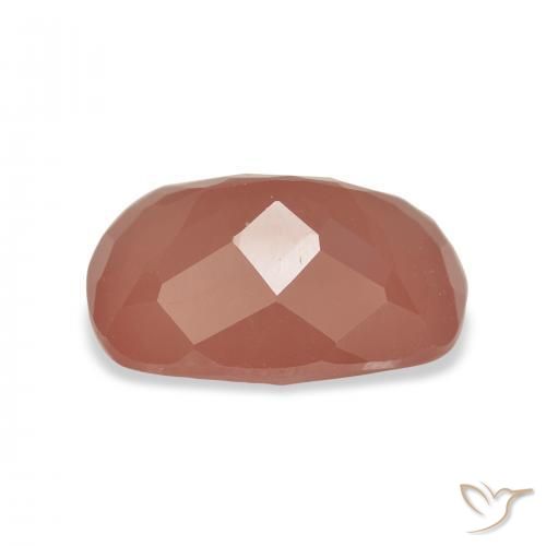 Labradorita Andesina Rosado naranja natural de 4.59 ct, Forma Cojín, Translúcido