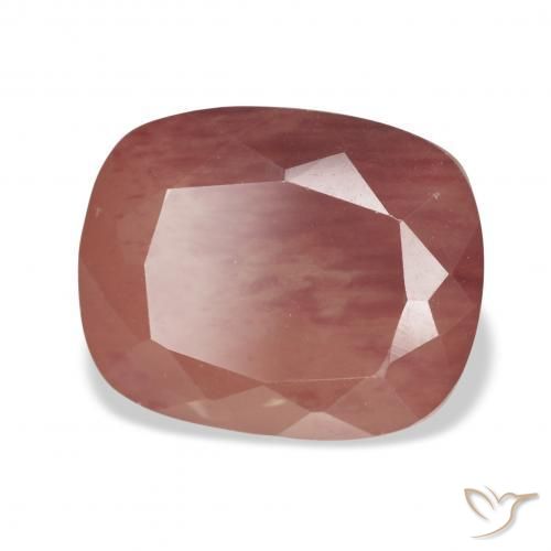 Labradorita Andesina Roja Anaranjada natural de 5.27 ct, Forma Cojín, Transparente