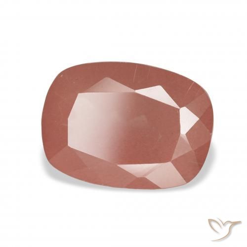 Labradorita Andesina Naranja rojizo pálido natural de 3.70 ct, Forma Cojín, Transparente