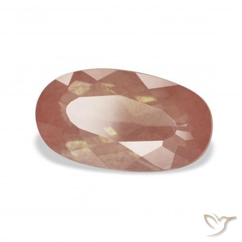 Labradorita Andesina Naranja medio natural de 3.04 ct, Ovalada, Transparente