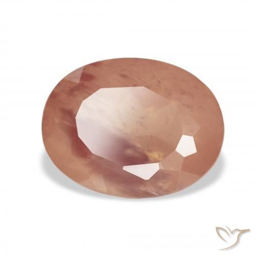 Labradorita Andesina Durazno intenso natural de 3.63 ct, Ovalada, Transparente