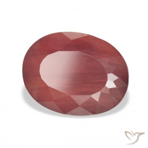 Labradorita Andesina Rojo oscuro natural de 4.31 ct, Ovalada, Translúcido