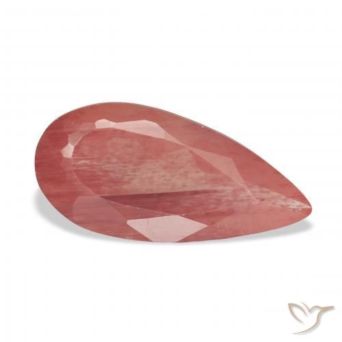 Labradorita Andesina Rojo medio natural de 4.40 ct, En forma de pera, Translúcido