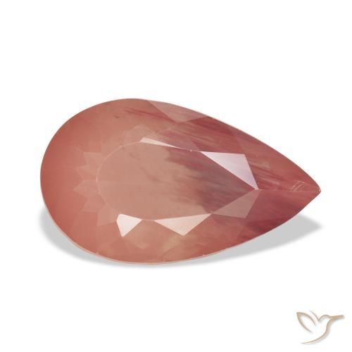 Labradorita Andesina Naranja rojizo pálido natural de 6.34 ct, En forma de pera, Transparente