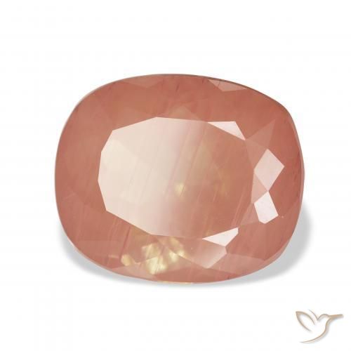 Labradorita Andesina Naranja rojizo natural de 7.17 ct, Forma Cojín, Transparente